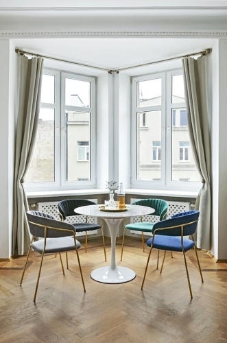 Stół TULIP MARBLE 90 CARRARA biały - marmur, metal