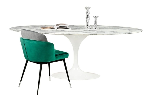 Stół TULIP ELLIPSE MARBLE ARABESCATO 200 biały - marmur, metal