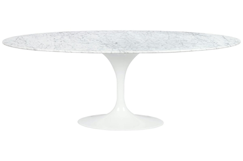 Stół TULIP ELLIPSE MARBLE CARRARA 200 biały - marmur, metal