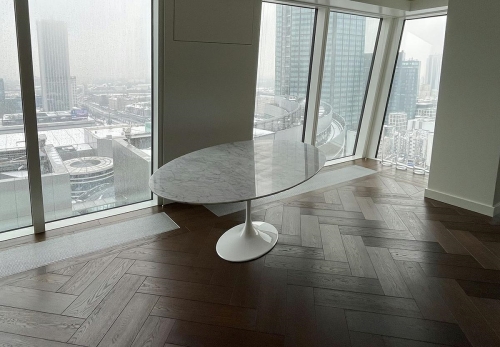 Stół TULIP ELLIPSE MARBLE CARRARA 200 biały - marmur, metal