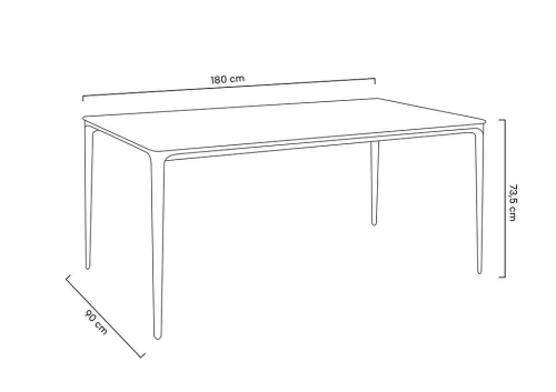 Stół SLIM 180x90 biały, czarny - ceramiczny marmur, aluminium