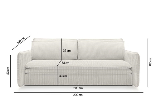 Sofa SENSE SLIM z funkcją spania - II grupa tkanin