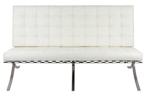 Sofa dwuosobowa BARCELON PRESTIGE PLUS biała - włoska skóra naturalna, stal