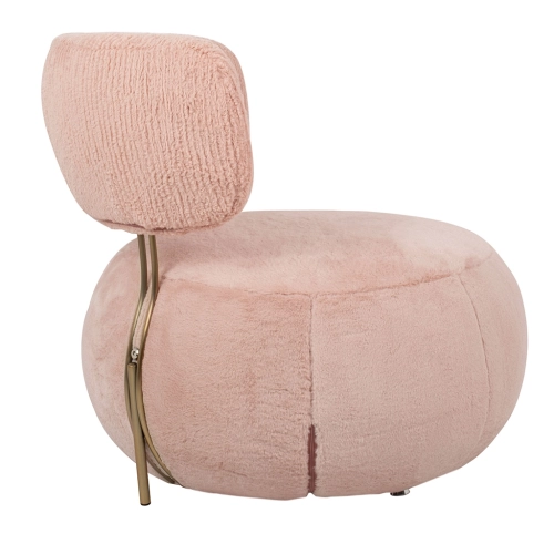 Fotel LOW TEDDY PINK różowy - stal