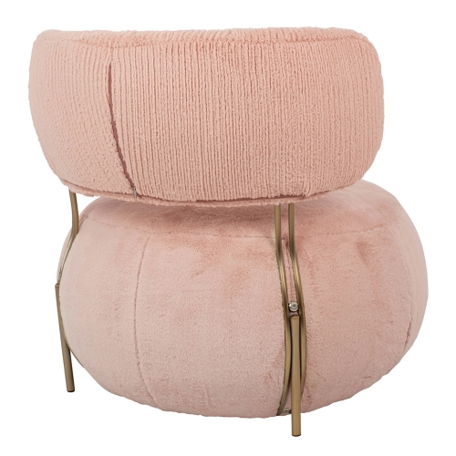 Fotel LOW TEDDY PINK różowy - stal
