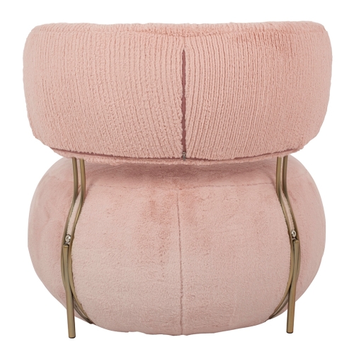 Fotel LOW TEDDY PINK różowy - stal