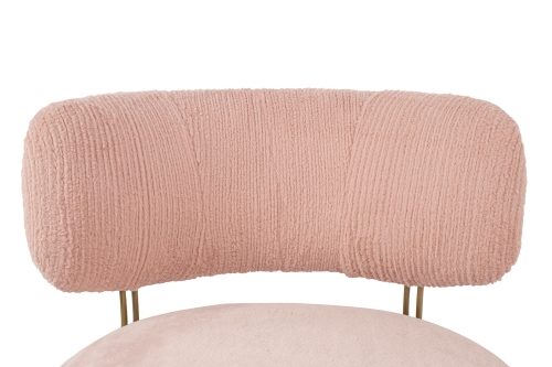 Fotel LOW TEDDY PINK różowy - stal