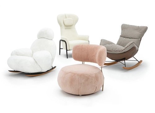 Fotel LOW TEDDY PINK różowy - stal