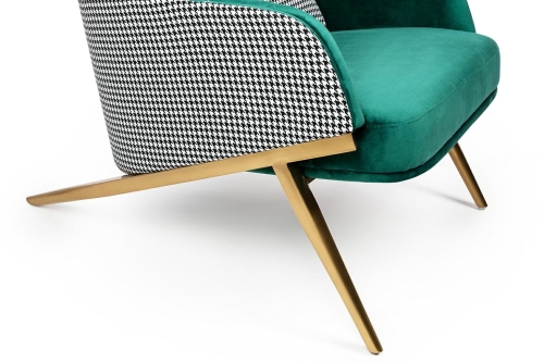 Fotel HAMPTON VELVET ciemny zielony - welur, metal