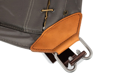 Fotel ARNI LOW z podnóżkiem pomarańczowy - ekoskóra, miedz