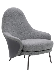 Fotel LOBBY TEDDY szary - stal, opal