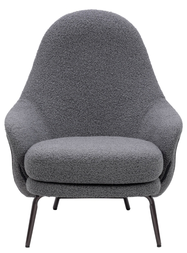 Fotel LOBBY TEDDY szary - stal, opal