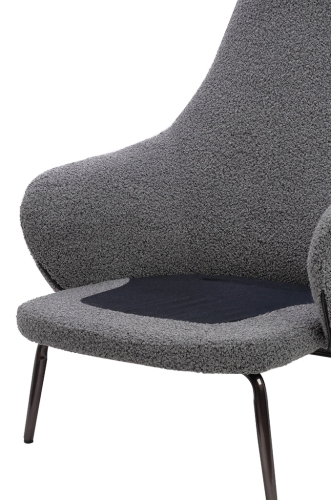 Fotel LOBBY TEDDY szary - stal, opal