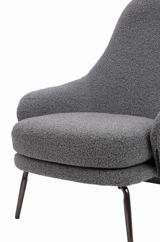 Fotel LOBBY TEDDY szary - stal, opal