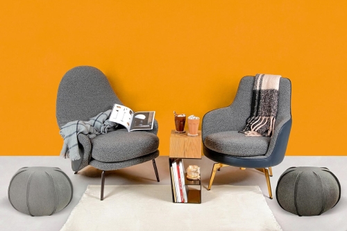 Fotel LOBBY TEDDY szary - stal, opal