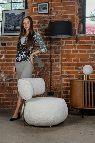 Fotel LOW TEDDY biały - stal