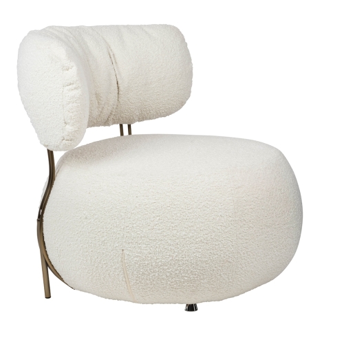 Fotel LOW TEDDY biały - stal