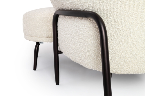 Fotel TEDDY GRAND z podnóżkiem beżowy - stal