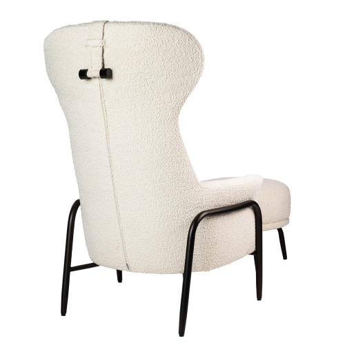 Fotel TEDDY GRAND z podnóżkiem beżowy - stal