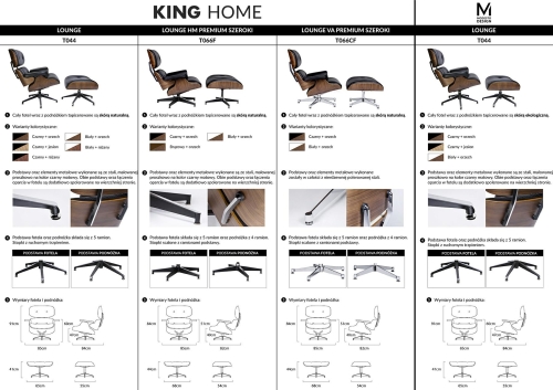Fotel LOUNGE biały / orzech z podnóżkiem