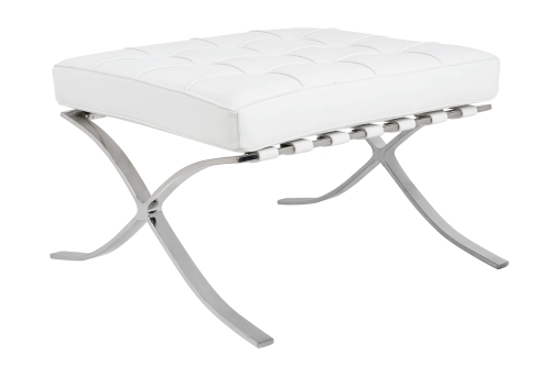 Podnóżek BARCELON PRESTIGE PLUS biały - włoska selekcjonowana skóra naturalna, stal