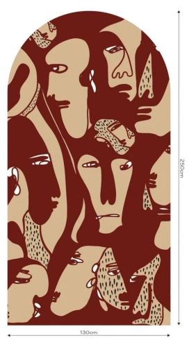 tapeta-w-łuku-wall-art-faces-burgundy.webp