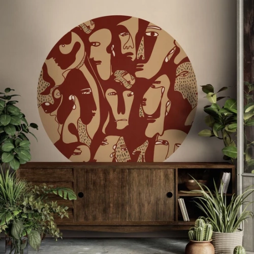 tapeta-w-kole-wall-art-faces-burgundy-w-salonie.webp