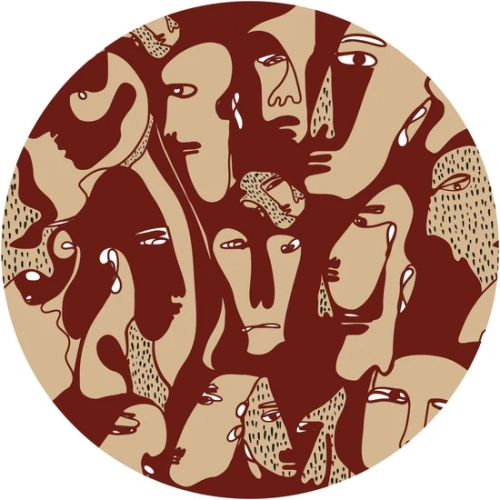 tapeta-w-kole-wall-art-faces-burgundy.webp