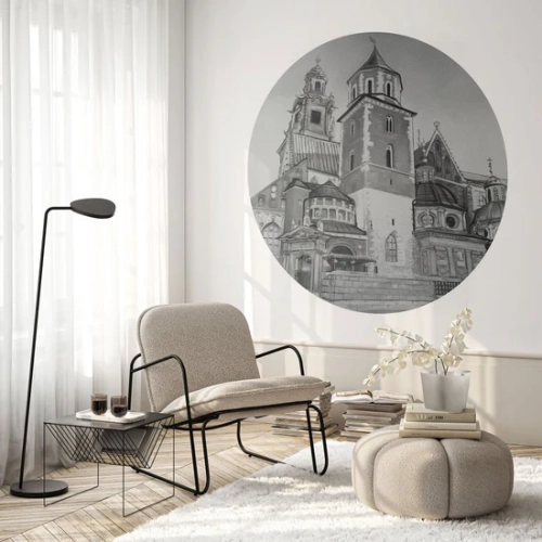 Tapeta-w-kole-Wall-Art-Wawel-w-salonie.webp