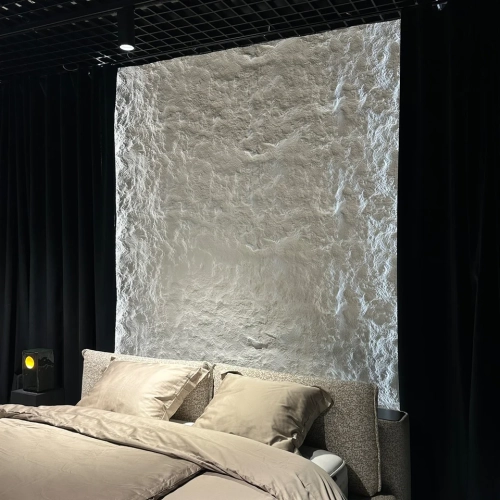 Panel ścienny gipsowy Murso Santero G2 Stone Touch na ścianie za łóżkiem (2).webp