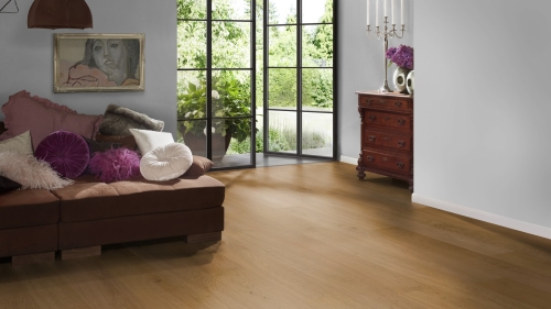 Podłoga drewniana ter Hürne Classic Collection Dąb Val Cama Deska wizualizacja salonu