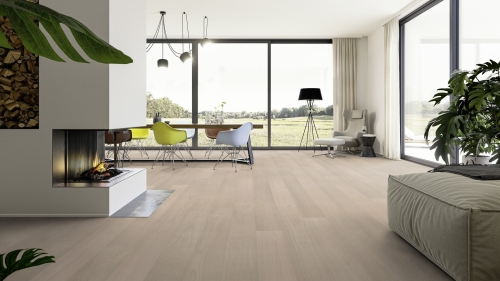 Podłoga drewniana ter Hürne Classic Collection Dąb Una Deska wizualizacja salonu