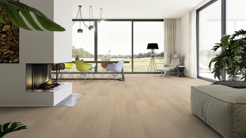 Podłoga drewniana ter Hürne Classic Collection Dąb Outer Banks Deska Olio wizualizacja salonu