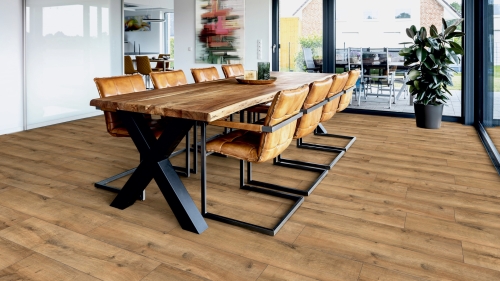 Panele laminowane ter Hurne Trend Edition Dąb Industrial Szeroka deska wizualizacja salonu