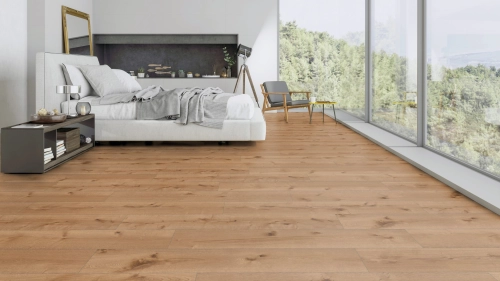 Podłoga drewniana ter Hürne Avatara Design Floor - Pro Dąb Juno Szeroka deska wizualizacja sypialni