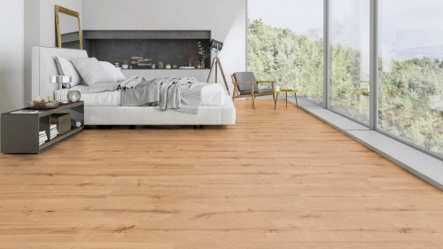 Podłoga drewniana ter Hürne Avatara Design Floor - Pro Dąb Kuma Szeroka deska wizualizacja sypialni