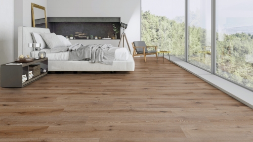 Podłoga drewniana ter Hürne Avatara Design Floor - Pro Dąb Lyra Szeroka deska wizualizacja sypialni