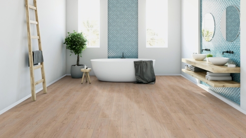 Panele laminowane ter Hurne  Dureco Floor  Silent Dąb Bali Deska wizualizacja łazienki