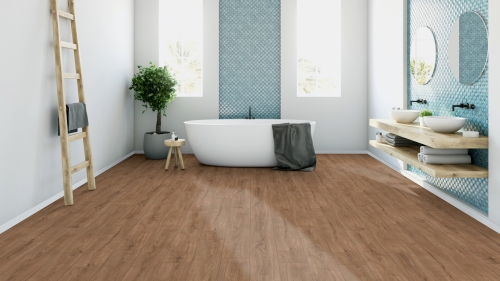 Panele laminowane ter Hurne  Dureco Floor  Silent Dąb Ibiza Deska wizualizacja łazienki