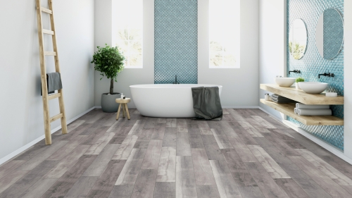 Panele laminowane ter Hurne  Dureco Floor  Strong Dąb Barbados Deska wizualizacja łazienka
