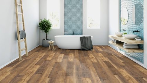 Panele laminowane ter Hurne  Dureco Floor  Strong Dąb Malibu Deska wizualizacja łazienki
