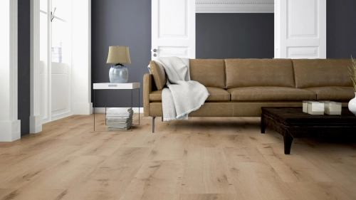 Podłoga winylowa  ter Hürne  Wood Edition Dąb Bilbao Długa deska wizualizacja salonu