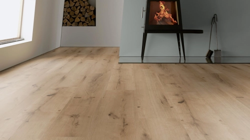 Podłoga winylowa  ter Hürne  Wood Edition Dąb Bilbao Długa deska wizualizacja salonu