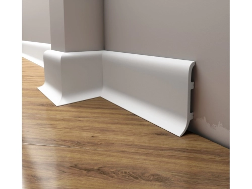 Lakierowana na biało Listwa przypodłogowa, cokół 10 cm Creativa LPC-40M