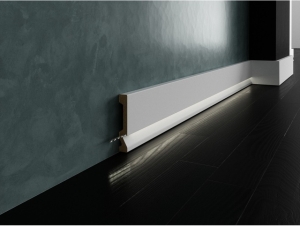 Biała lakierowana listwa oświetleniowa przypodłogowa,do podświetleń, cokół Creativa LPC-29M-LE 