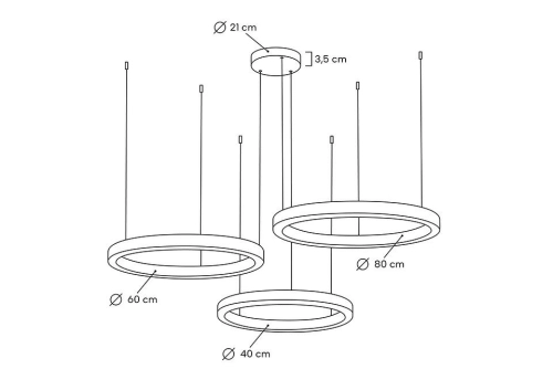 MOOSEE lampa wisząca RING 40 + 60 + 80 złota na jednej podsufitce