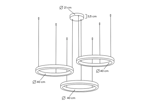 MOOSEE lampa wisząca RING 40 + 40 + 40 złota na jednej podsufitce
