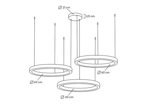 MOOSEE lampa wisząca RING 60 + 60 + 60 złota na jednej podsufitce