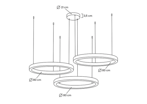 MOOSEE lampa wisząca RING 80 + 80 + 80 złota na jednej podsufitce
