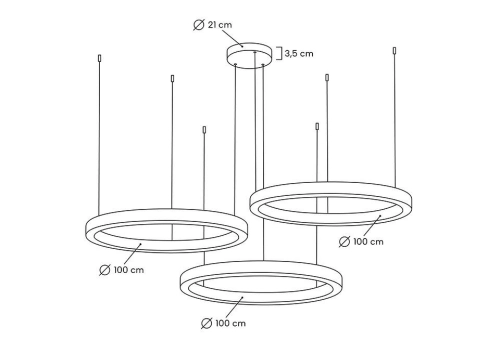 MOOSEE lampa wisząca RING 100 + 100 + 100 złota na jednej podsufitce